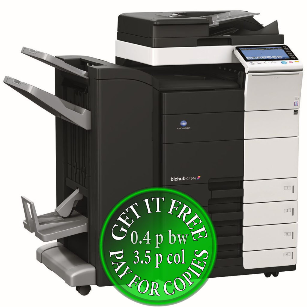 Get Free Konica Minolta Bizhub C454e Pay For Copies Only